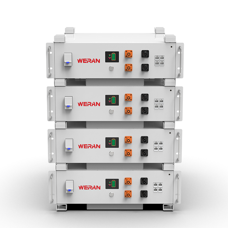 بطارية رف WERAN WRL-48100RW 51.2 فولت 100 أمبير/ساعة LiFePO4 (5.12 كيلوواط/ساعة) – 8000 دورة، CAN/RS485، نظام تخزين إلكتروني منزلي قابل للتكديس