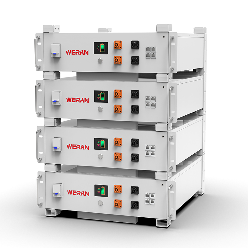 بطارية رف WERAN WRL-48100RW 51.2 فولت 100 أمبير/ساعة LiFePO4 (5.12 كيلوواط/ساعة) – 8000 دورة، CAN/RS485، نظام تخزين إلكتروني منزلي قابل للتكديس