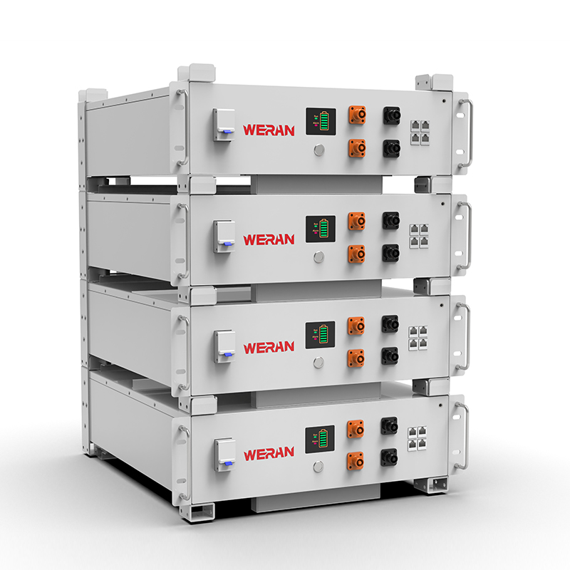 بطارية رف WERAN WRL-48100RW 51.2 فولت 100 أمبير/ساعة LiFePO4 (5.12 كيلوواط/ساعة) – 8000 دورة، CAN/RS485، نظام تخزين إلكتروني منزلي قابل للتكديس