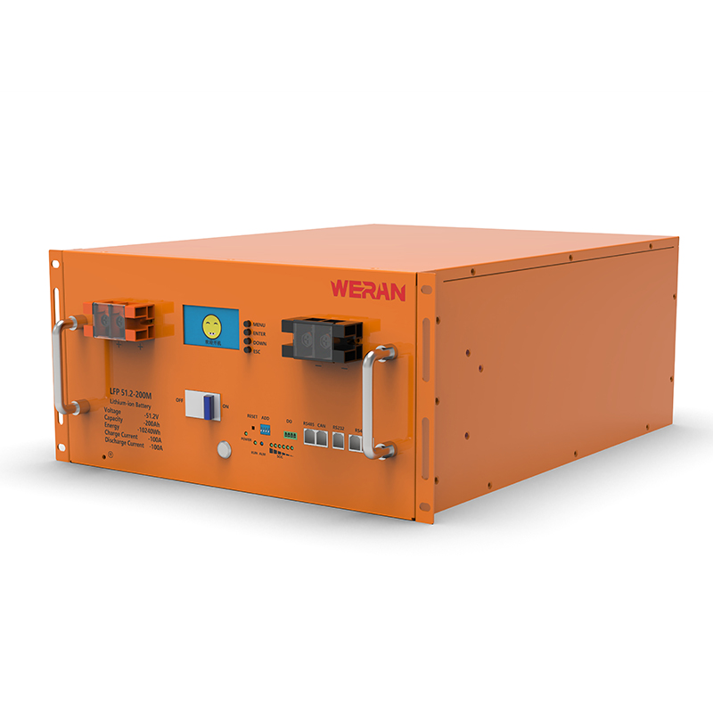 بطارية رف WERAN WRL-48200RO 51.2 فولت 200 أمبير/ساعة LiFePO4 (10.24 كيلوواط/ساعة) – 8000 دورة، تيار عالٍ، تخزين شمسي معياري