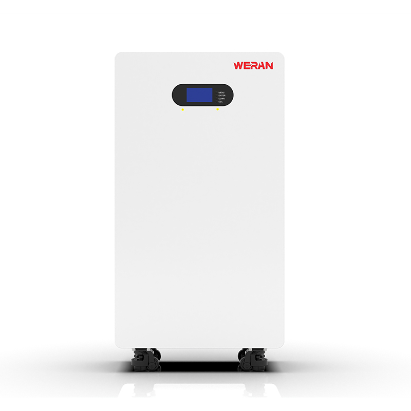 بطارية WERAN WRL-48200UW LiFePO4 51.2 فولت 200 أمبير/ساعة (10.24 كيلوواط/ساعة) – IP65 بعجلات / مثبتة على الحائط، قابلة للتكديس، تخزين يعمل بالطاقة الشمسية 48 فولت